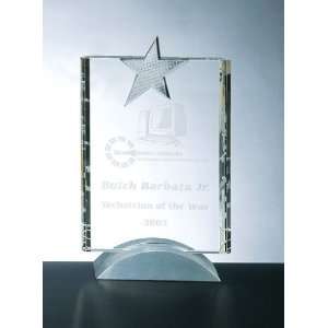  Optical Crystal Vertical Award with Metal Star and 