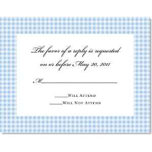    Trendy Blue Gingham on Crystal Response Cards