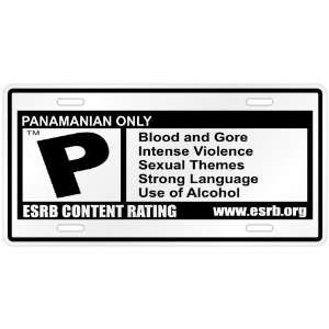   Only / E S R B Parodie Panama License Plate Country