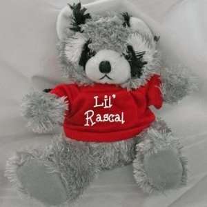   Cute Plush Raccon Toy In Shirt With Lil Rascal Saying, 6 Sitting