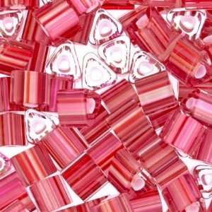  Twisted Triangles Pink Pony Stripe Mix Furnace Glass Beads 