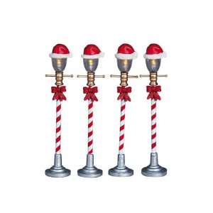  Lemax Santas Wonderland Santa Hat Street Lamps 4 Piece 