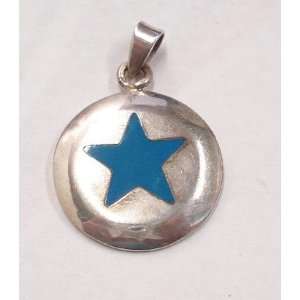  Blue Star Silver Pendant 