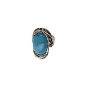  Turquoise Blue Leaf Wrapped Silver Ring 