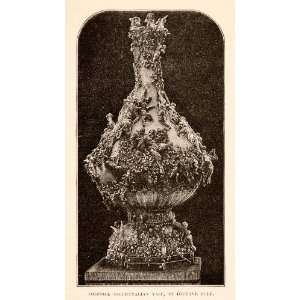  1882 Wood Engraving Gustave Dore Bacchanalian Vase 