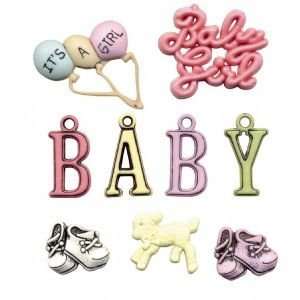  12 PACK BUTTON THEME PACKS BABY GIRL Papercraft 