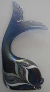 Iridescent Art Glass Stuart Abelman Fish Sculpture  