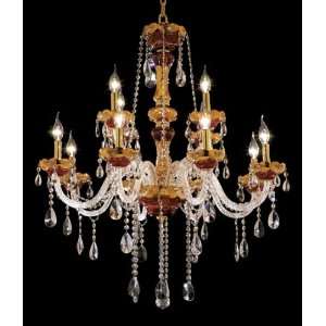 Victorian Design 12 Light 38 Gold with Red, Green, or Blue Chandelier 