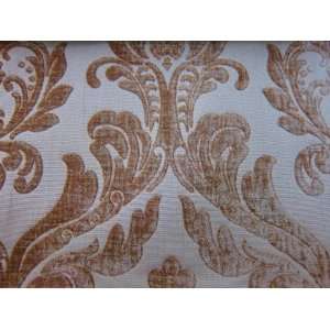  57 Wide Taupe Chenille Damask Fabric by the Yard
