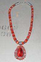 Navajo LaRose Ganadonegro Red Orange Spiny Necklace  