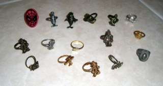 VINTAGE ASSORTED RING LOT (16) POPEYE, SPIDERMAN +++++  