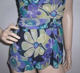 SWEET PEA Beautiful Ruched Floral Artsy Mesh Top Sz M  