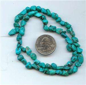 Real Turquoise Loose Nugget Beads Craft or Jewelery Blue 17 Inch 