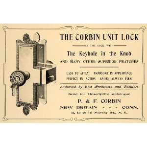 1903 Ad P F Corbin Unit Lock Keyhole Door Knob Hardware New Britain 