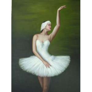 24X36 inch Ballerina Oil Painting Ballet Dancer In Swan Lake  