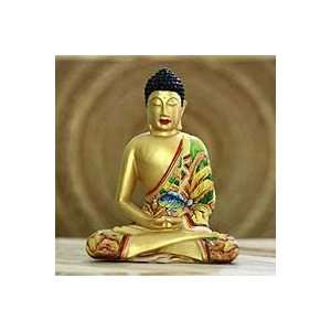  NOVICA Wood statuette, Buddha in Meditation