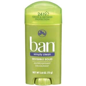  Ban Invisible Solid Simply Clean Deodorant, 2.6 Ounce 