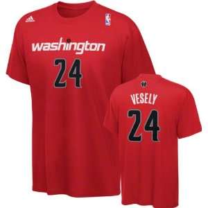 Jan Vesely adidas Red Name and Number Washington Wizards T 