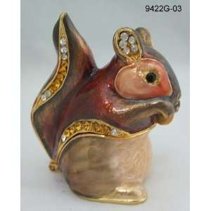   Squirrel With Stones Trinket Jewelry Trinket Box 2in H