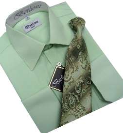 Mens French convertible Cuffs Dress Shirt Lime Color   