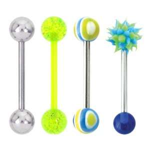   , Rainbow, and Neon Barbells   14G   Sold as a Package of 4 Barbells