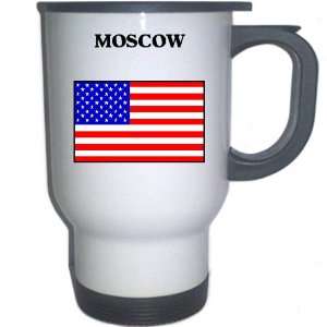  US Flag   Moscow, Idaho (ID) White Stainless Steel Mug 