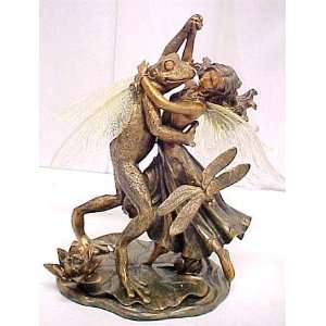  Fairy Dancing With Frog Bronzed Statue Faerie Waltz