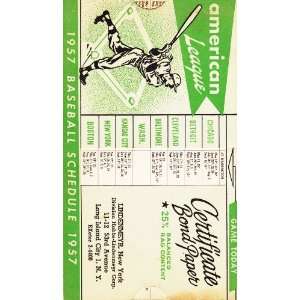  1957 Sliding Baseball Schedule 