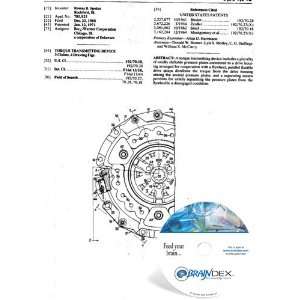    NEW Patent CD for TORQUE TRANSMITTING DEVICE 