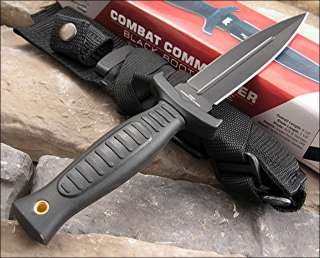 United Combat Commander Boot Knife AUS 8 Stainless Black Double Edge 