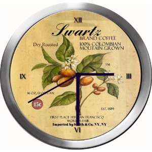    SWARTZ 14 Inch Coffee Metal Clock Quartz Movement