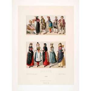 Chromolithograph Switzerland Costume Fashion 19th Century Traditional 