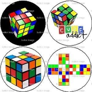  12 Sets] Set of 4 RUBIKS CUBE Pinback Buttons 1.25 Pins Magic Cube