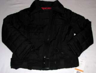   Girls Quilted Black Fall Jacket Size 7/8 S Small Zip Front New  
