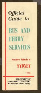SYDNEY NORTHERN BEACHS 1959 BUS AND FERRY GUIDE MAP  