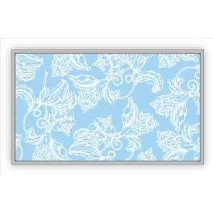 Light Blue Wood Cut Floral on Silver Tray (Small)  Kitchen 