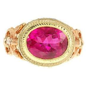  Custom made Pink Tourmaline and Diamond gemstone ring in 3 
