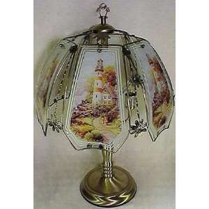  6 Panel Pumpkin Style Antique Brass Touch Lamp
