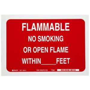   Hazardous Materials Sign, Legend Flammable No Smoking Or Open Flame