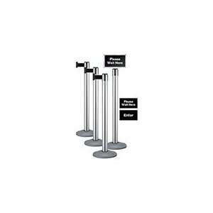 4 Chrome Post Queue Pack with Signage