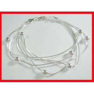  Liquid Silver Multi Strand Beade Bracelet S/S #3807 Arts 
