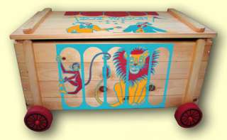 Circus Wagon Children Toy Chest Wooden Box Blanket Hope  