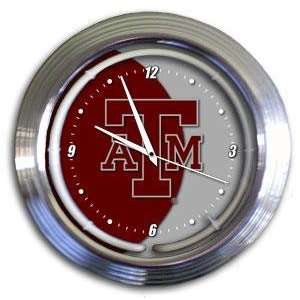  Texas A&M Aggies 14in Chrome Neon Bar/Wall Clock Sports 