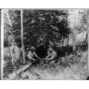  2 men Setting a Bear Trap,c1895,forest,AG Walliham