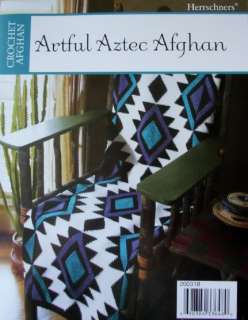 ARTFUL AZTEC AFGHAN, Crochet Pattern, Herrschners NEW  