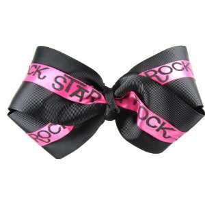  Genuine Lexa Lou Rock Star Black and Pink Hair Bow