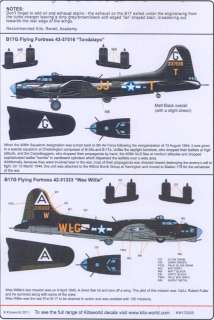 Kits World Decals 1/72 B 17 MIGHTY EIGHTH AF NOSE ART  