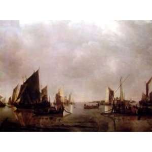  River Scene With Vessels Becalmed    Print