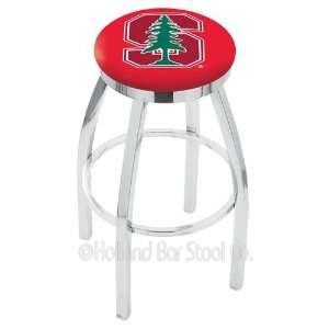 Stanford Cardinal Logo Chrome Swivel Bar Stool Base with Flat Accent 