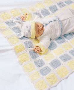 Crochet Pattern ~ BABY BUNNY HAT, JACKET & BLANKET ~  